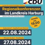 Textbasierte Kachel mit Informationen zu den Regionalkonferenzen im Landkreis Harburg